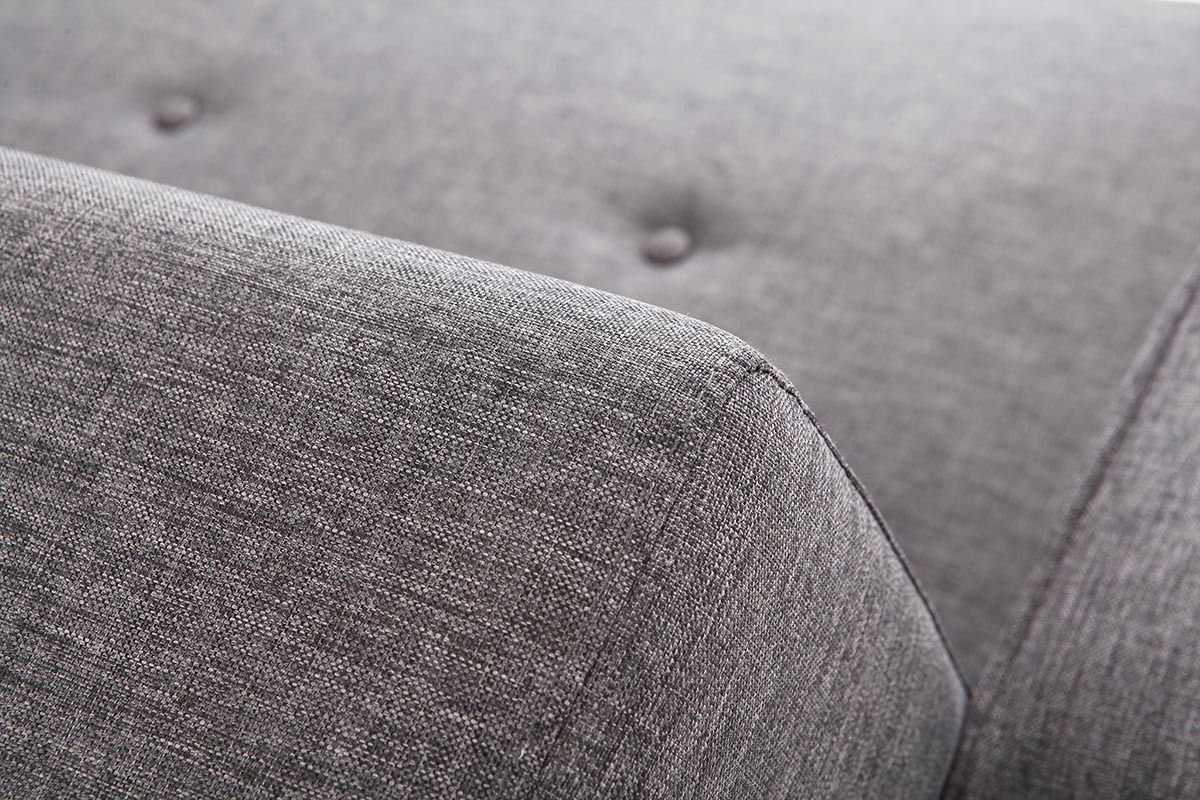 Canap� convertible scandinave 3 places en tissu gris fonc� et bois clair ULLA