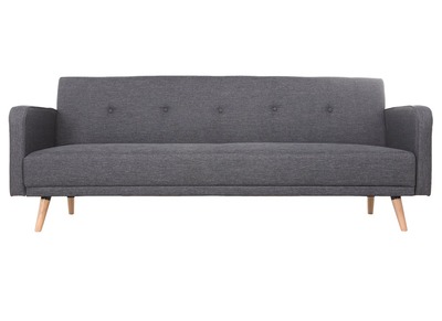 Canap&eacute; convertible scandinave 3 places en tissu gris fonc&eacute; et bois clair ULLA
