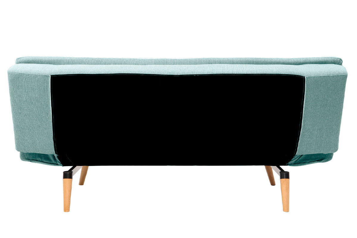 Canap� convertible scandinave 3 places en tissu vert lagon et bois clair SENSO