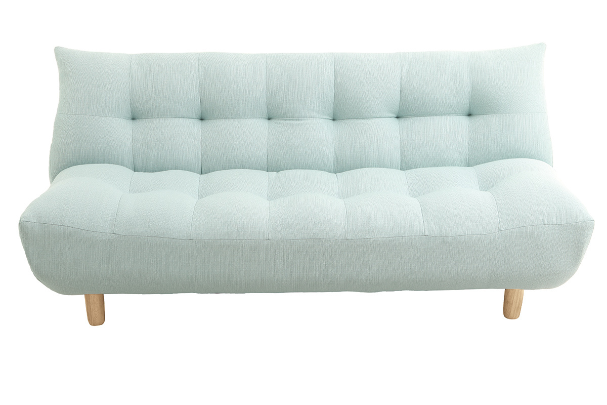 Canap� convertible scandinave en tissu menthe � l'eau et bois clair YUMI