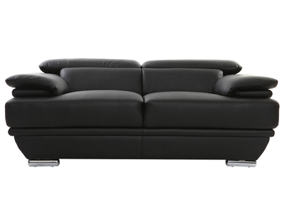 Canap&eacute; cuir noir et acier chrom&eacute; avec t&ecirc;ti&egrave;res ajustables 2 places EWING