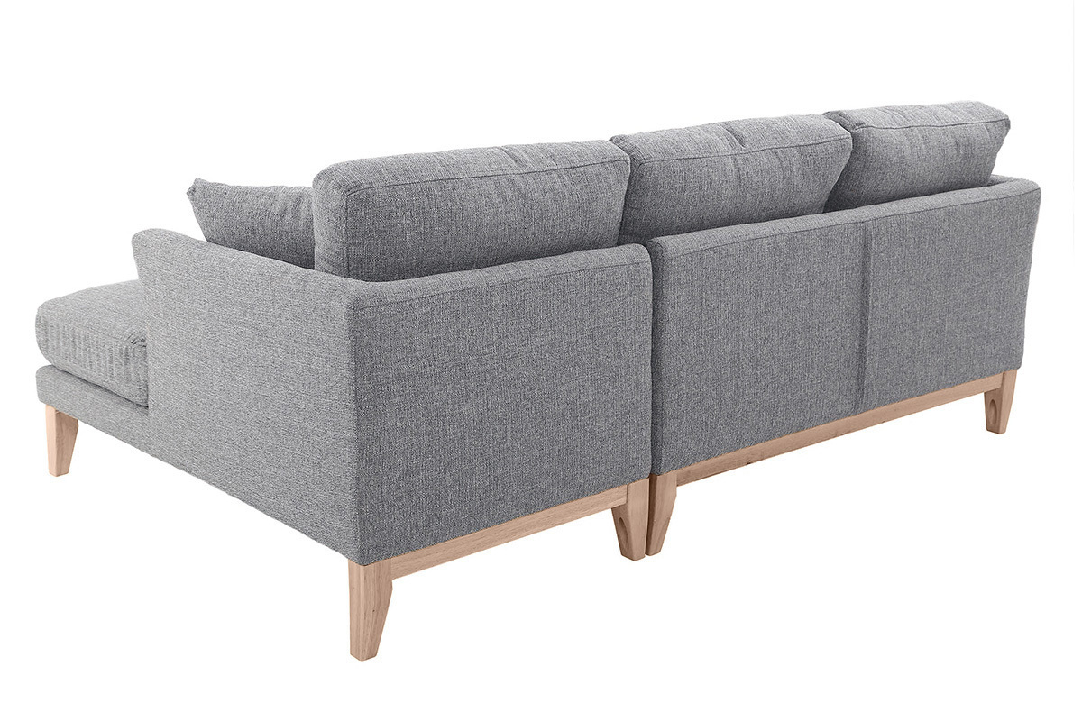 Canap� d'angle droit d�houssable scandinave 4 places, tissu gris clair, vue de dos.