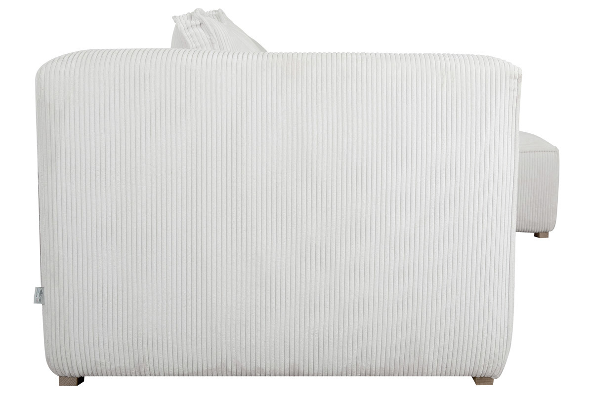 Canap� d'angle droit design en tissu velours c�tel� �cru 3-4 places PANAM
