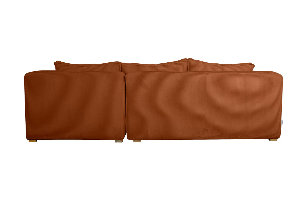 Canap� d'angle droit design en tissu velours c�tel� terre br�l�e 3-4 places PANAM