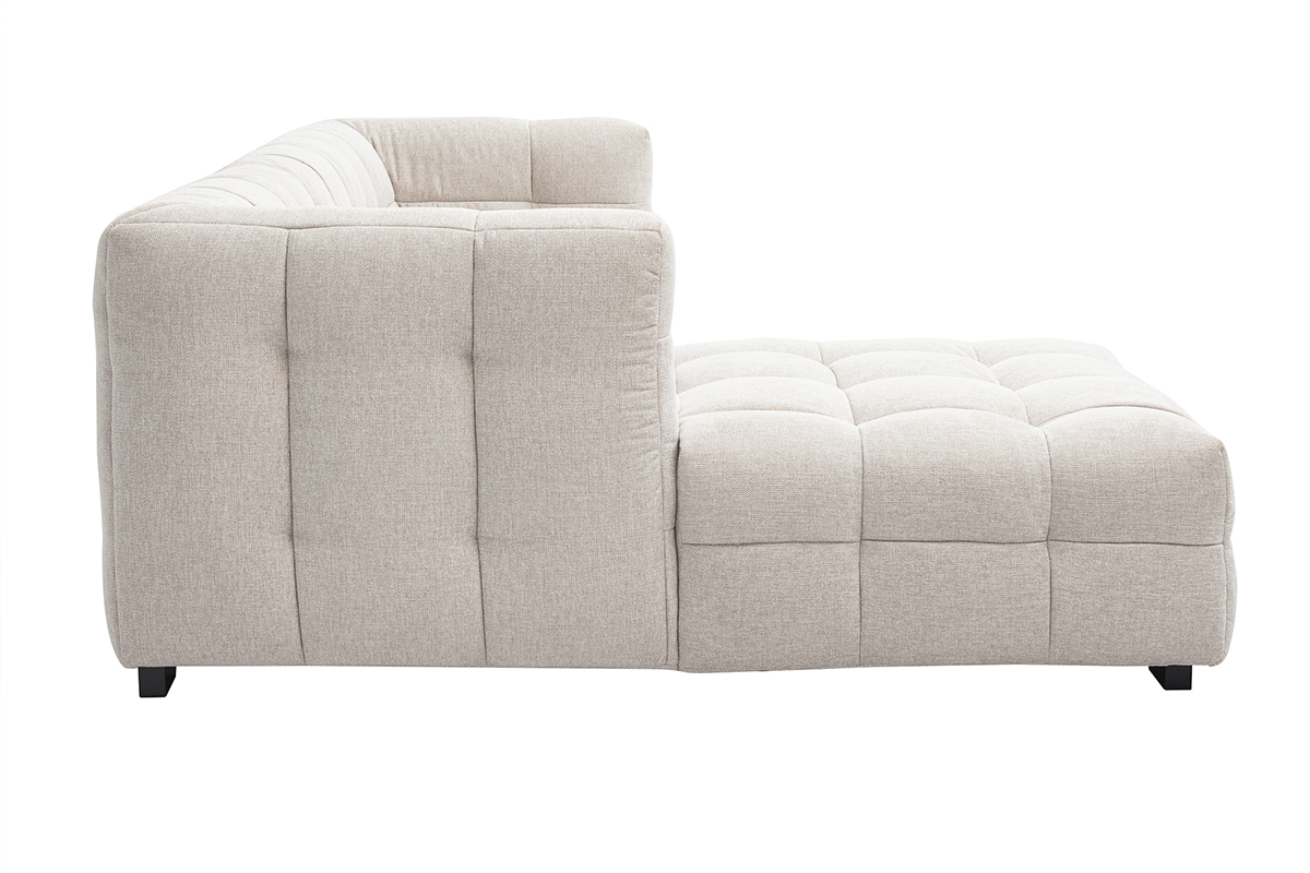 Canap� d'angle gauche 3 places en tissu velours beige CORTO