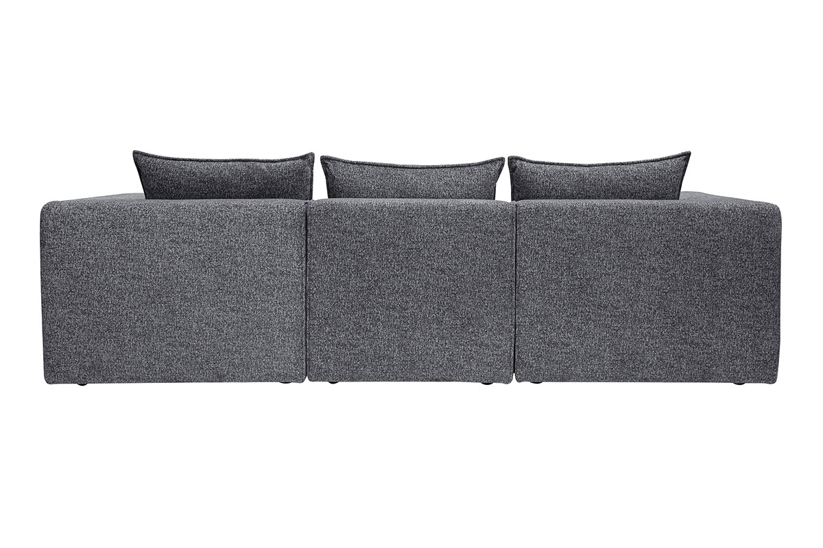Canap� d'angle modulable 4 places en tissu chin� gris fonc� KERRY