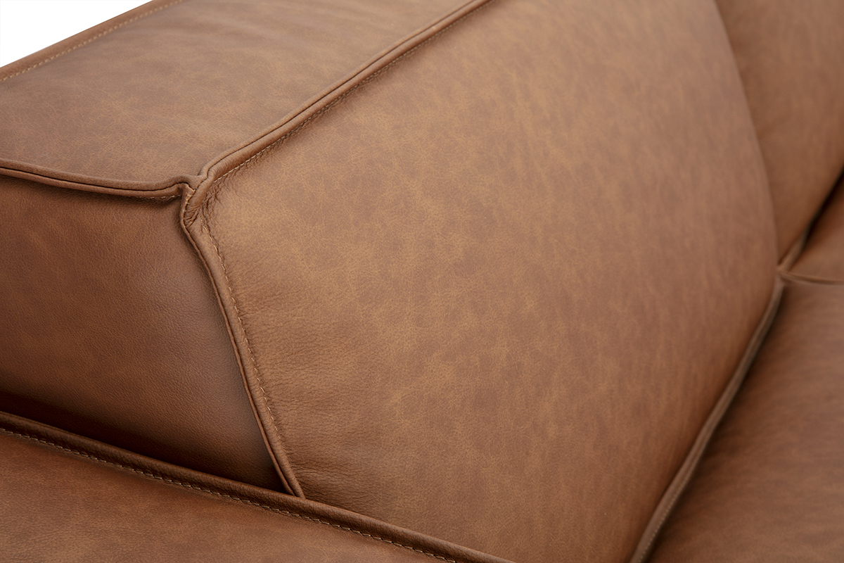 Zoom canap� vintage en cuir marron