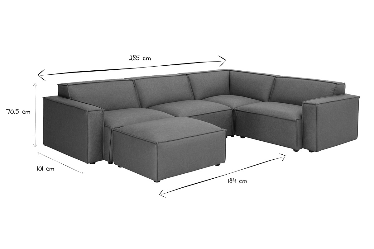 Dimensions du canap� d'angle modulable vintage 5 places en cuir SPLIT