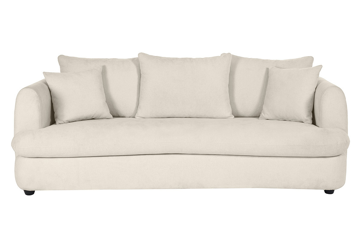 Canap� d�houssable 3-4 places design haricot en tissu effet velours beige clair SACHA