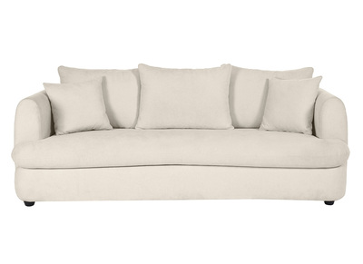 Canap&eacute; d&eacute;houssable 3-4 places design haricot en tissu effet velours beige clair SACHA