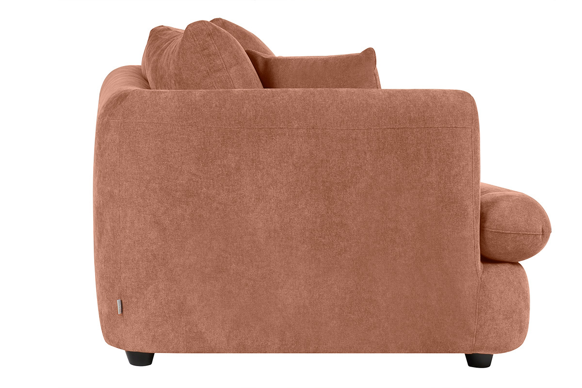 Canap� d�houssable 3-4 places design haricot en tissu effet velours terre br�l�e SACHA