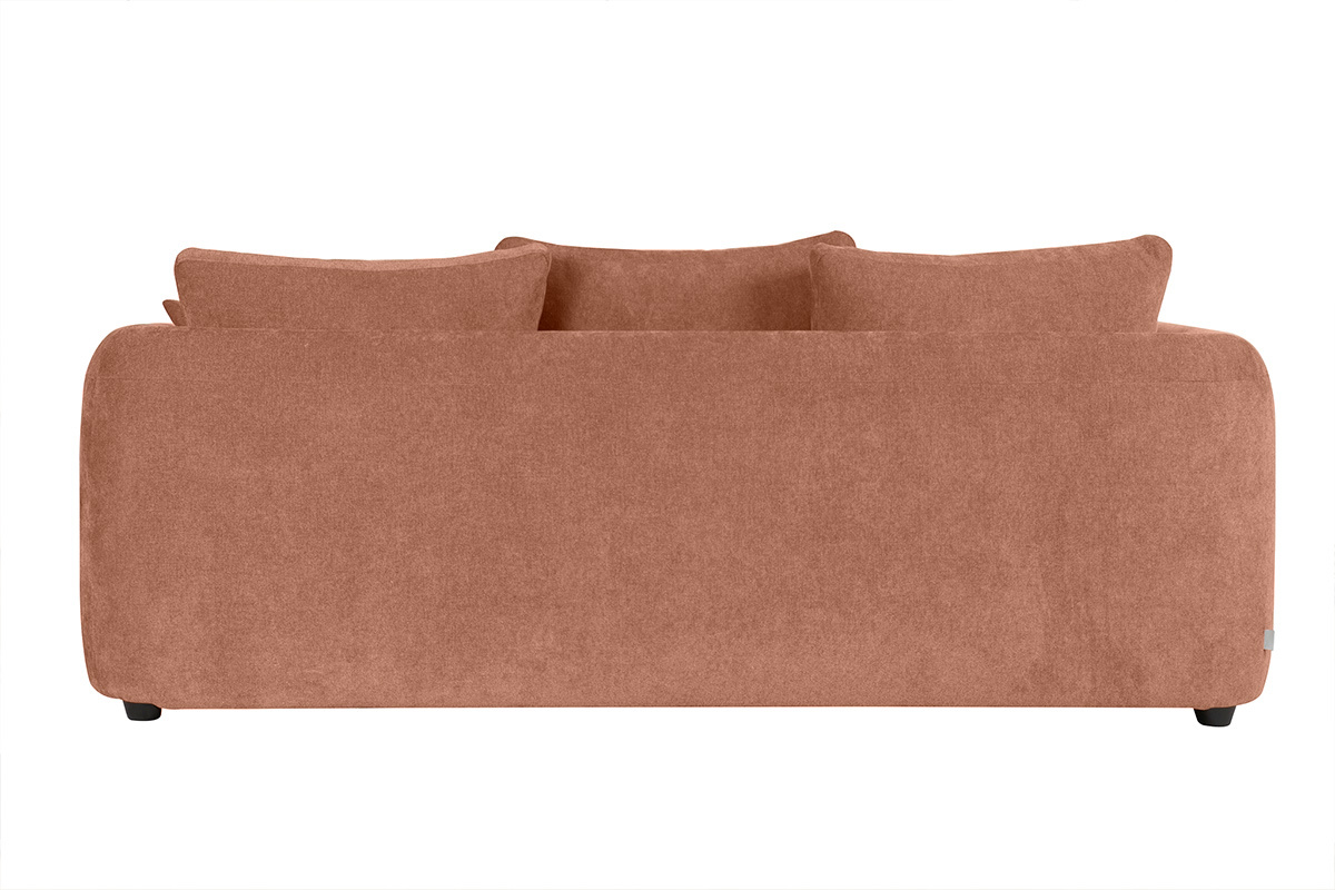 Canap� d�houssable 3-4 places design haricot en tissu effet velours terre br�l�e SACHA
