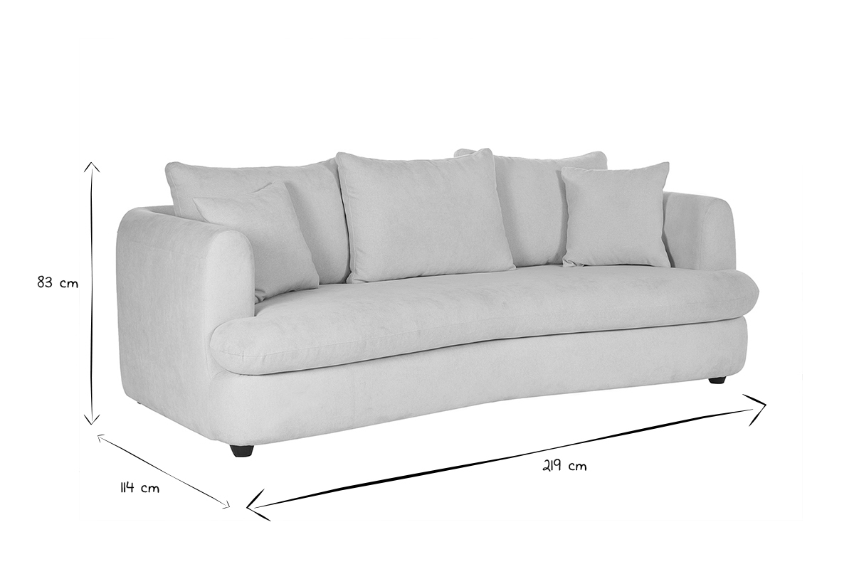 Canap� d�houssable 3-4 places design haricot en tissu effet velours terre br�l�e SACHA