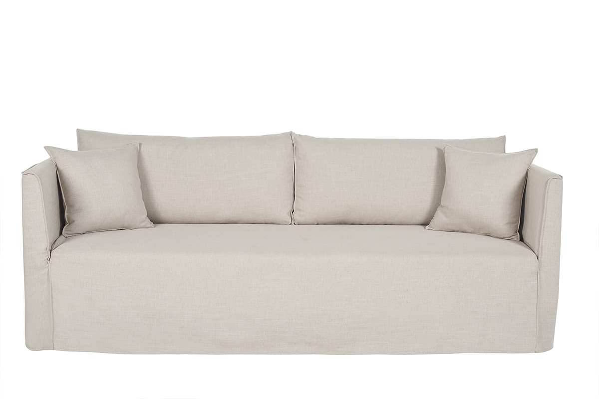 Canap� d�houssable 4-5 places en tissu beige ADELE