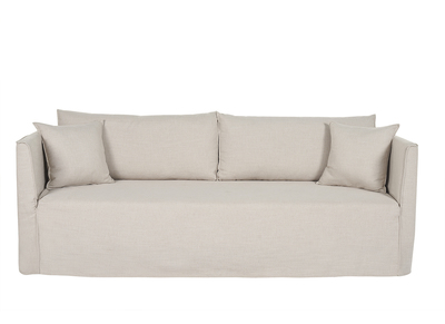 Canap&eacute; d&eacute;houssable 4-5 places en tissu beige ADELE