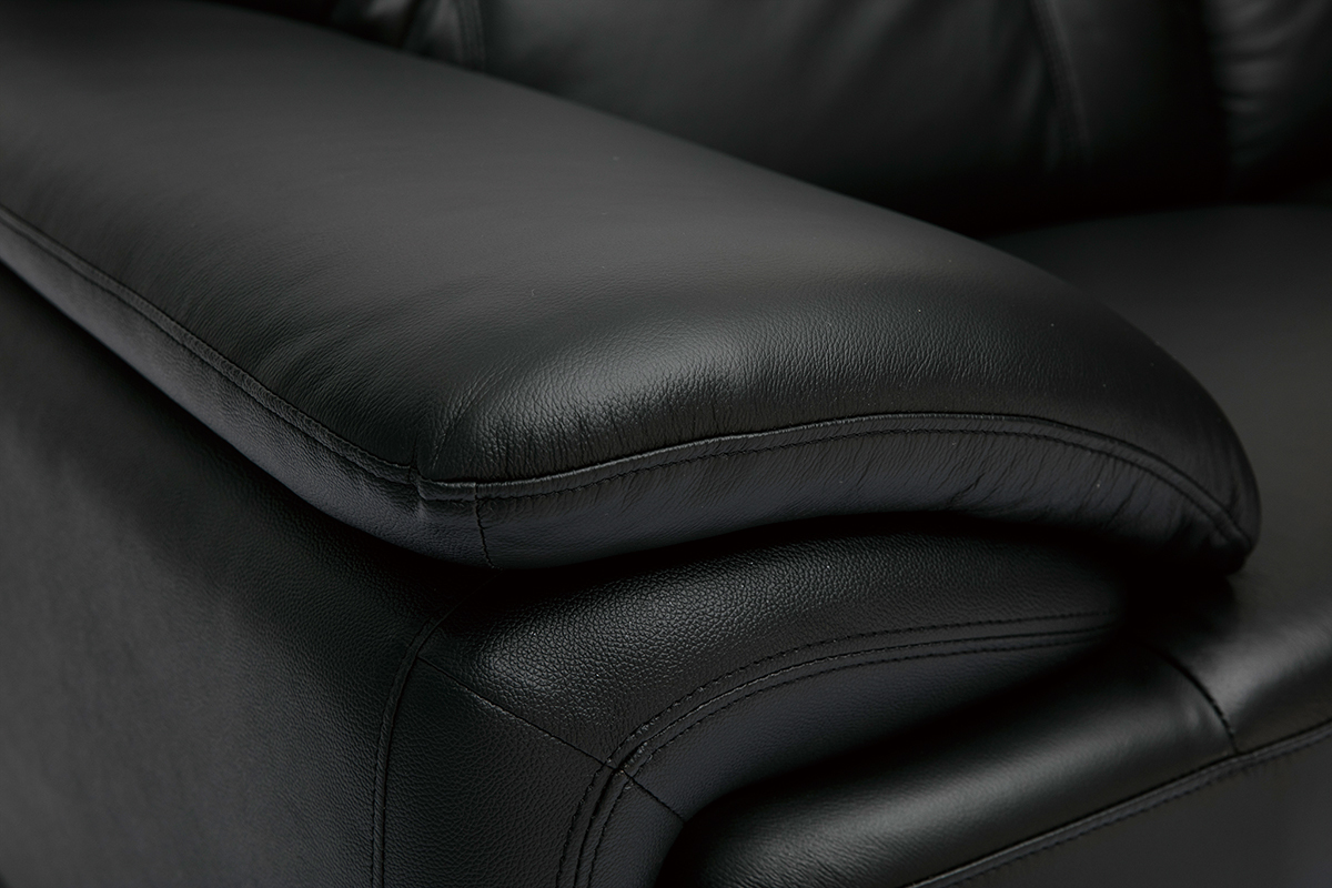 Canap� design 2 places en cuir noir et acier chrom� TAMARA