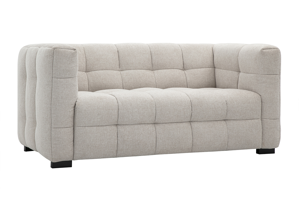 Canap� design 2 places en tissu effet velours textur� beige CORTO