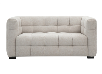 Canap&eacute; design 2 places en tissu effet velours textur&eacute; beige CORTO