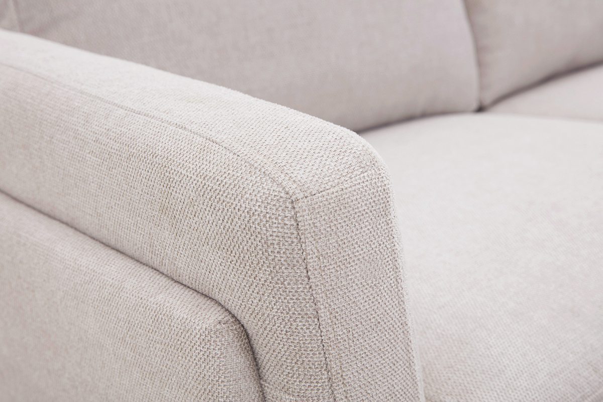 Canap� design 2 places en tissu effet velours textur� beige et m�tal noir MOSCO