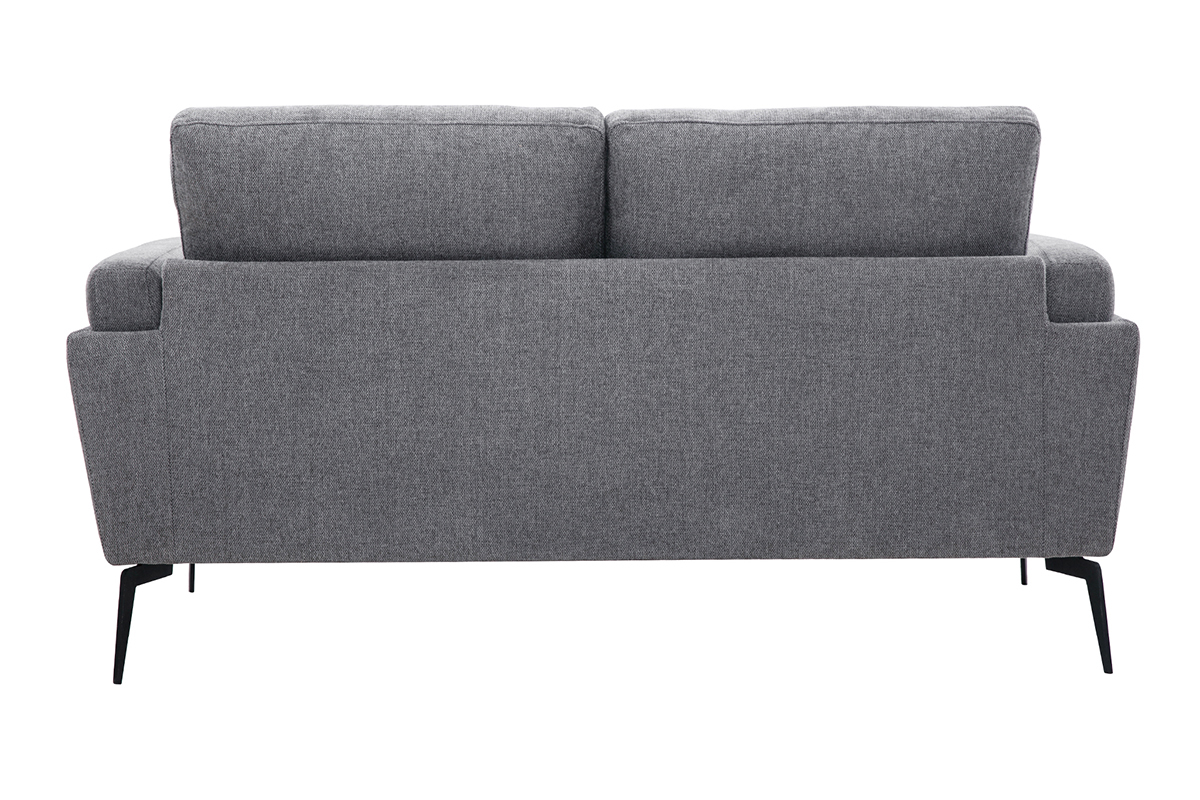 Canap� design 2 places en tissu gris fonc� vu de dos avec pieds en m�tal noir.