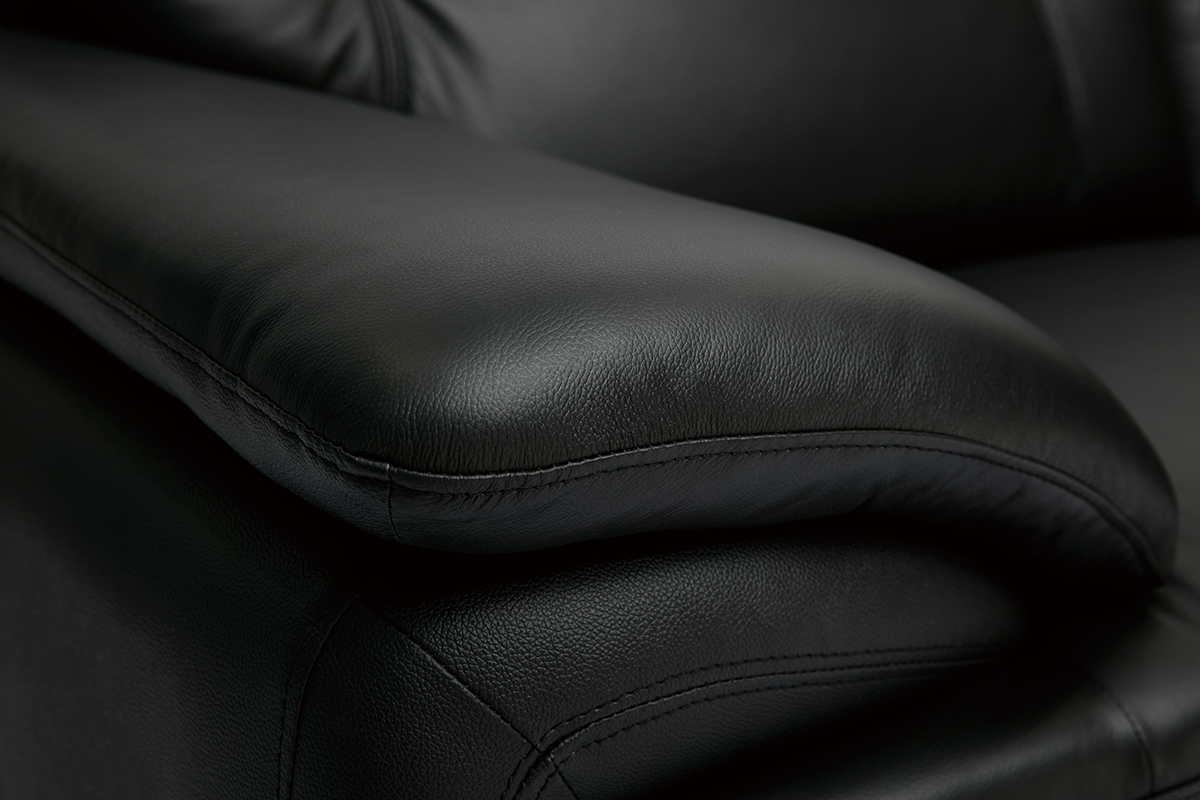 Canap� design 3 places en cuir noir et acier chrom� TAMARA