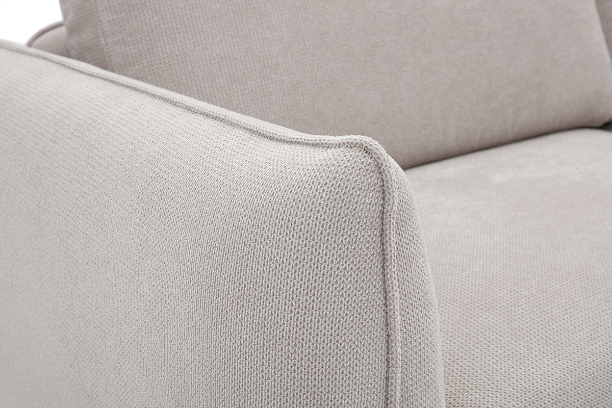 D�tail du tissu chenille beige du canap� 3 places TODD.