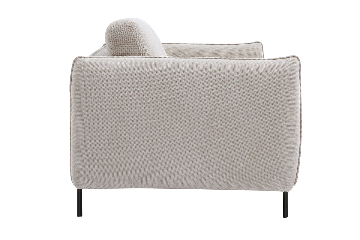 Canap� 3 places beige TODD en tissu chenille vu de c�t�.