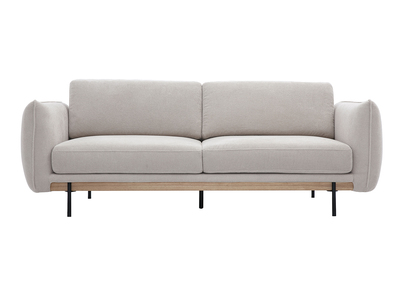 Canap&eacute; design 3 places en tissu chenille beige et m&eacute;tal noir TODD