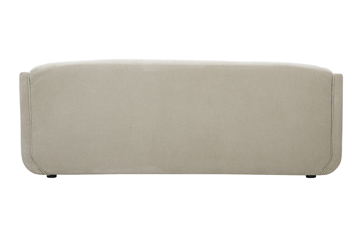 Canap� 3 places beige en tissu chenille, vue de dos.