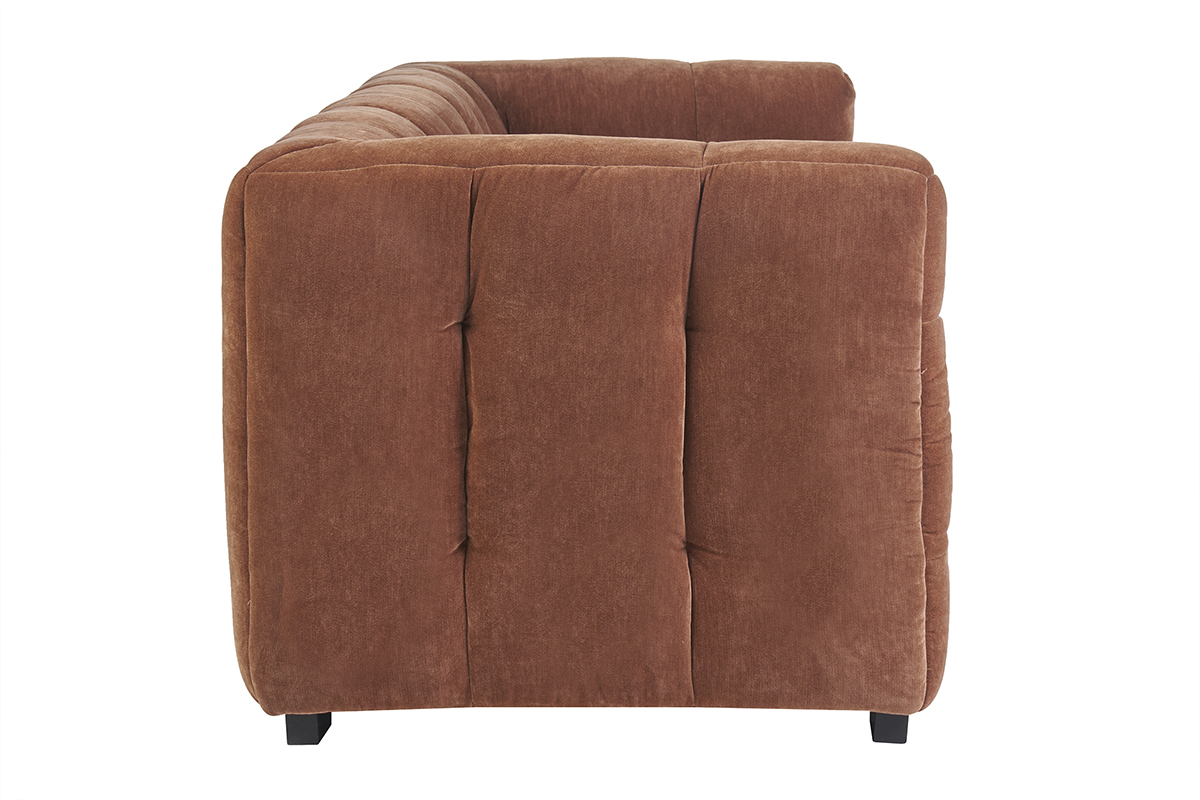Canap� design 3 places en tissu effet velours terre br�l�e CORTO