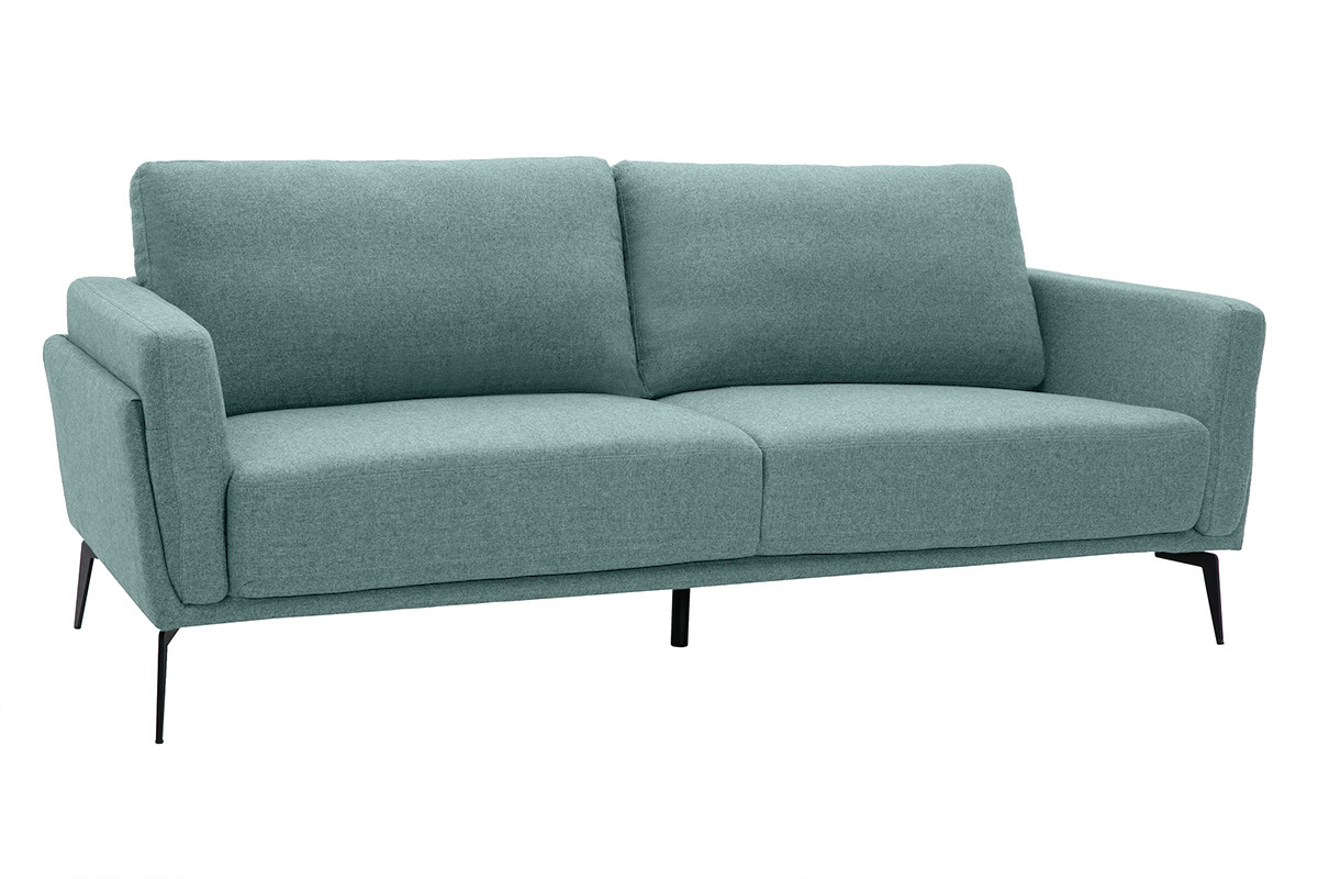Canap� design 3 places en tissu vert de gris et m�tal noir MOSCO