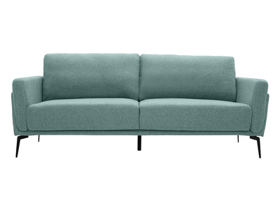 Canap&eacute; design 3 places en tissu vert de gris et m&eacute;tal noir MOSCO