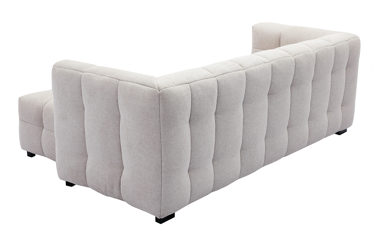 Canap� design 3 places et repose-pieds en tissu effet velours textur� beige CORTO