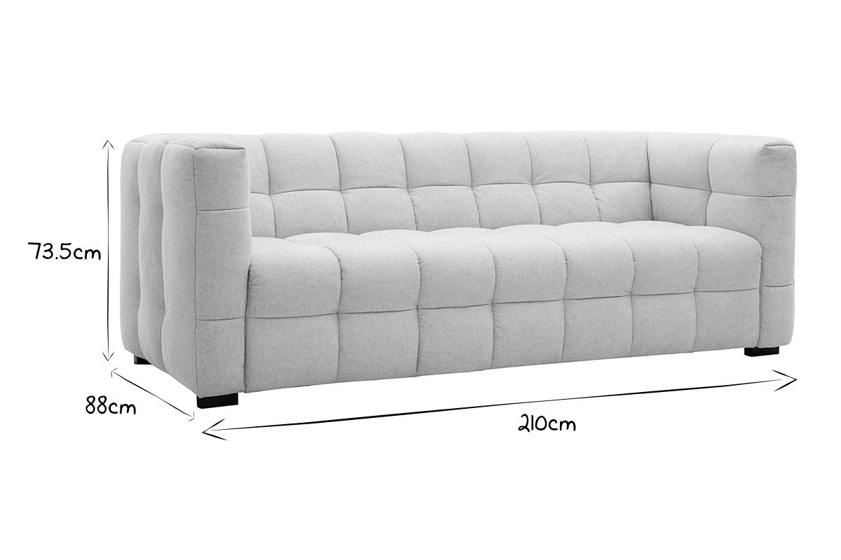 Canap� design 3 places et repose-pieds en tissu effet velours textur� beige CORTO