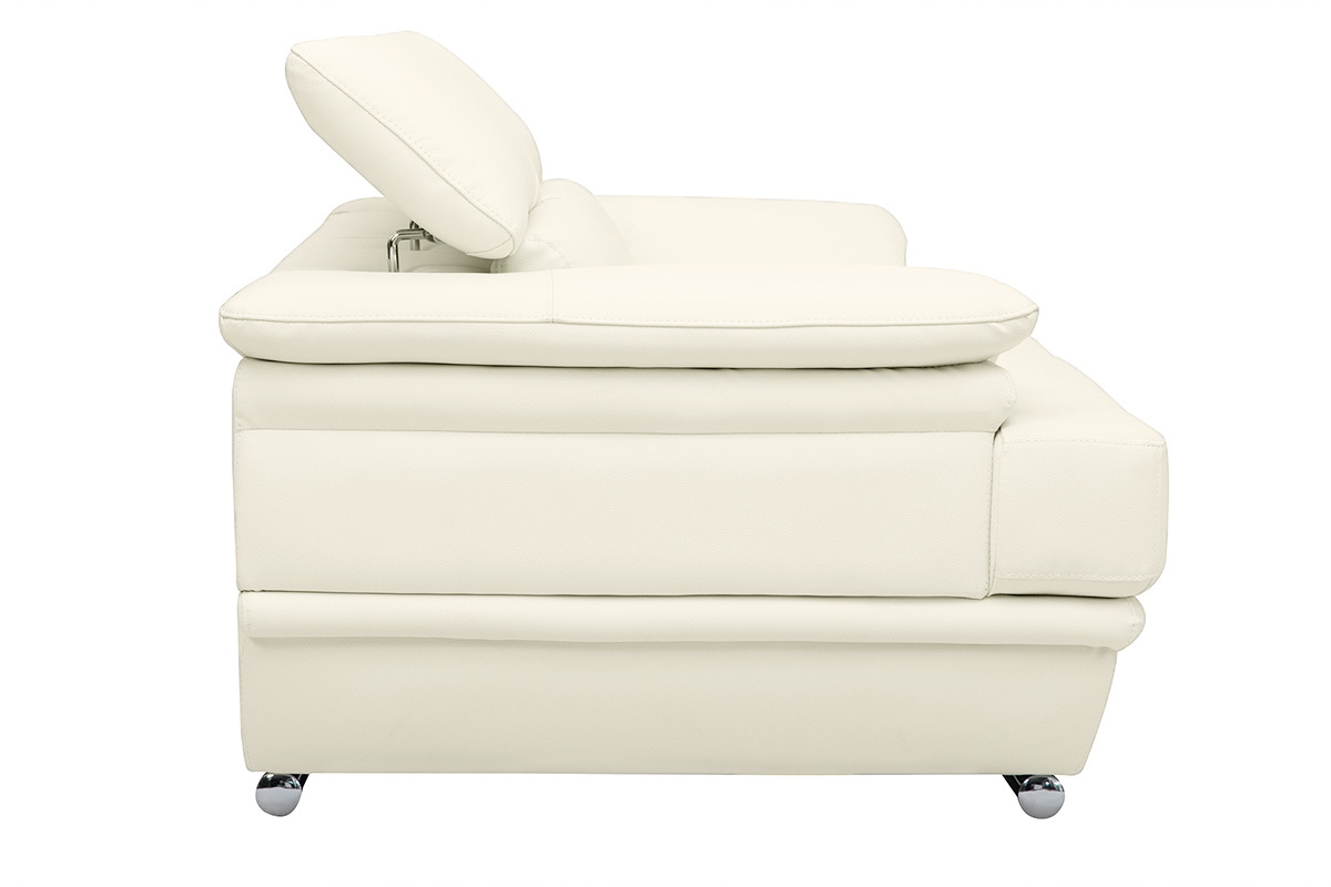 Canap� design avec t�ti�res ajustables 2 places cuir blanc et acier chrom� EWING