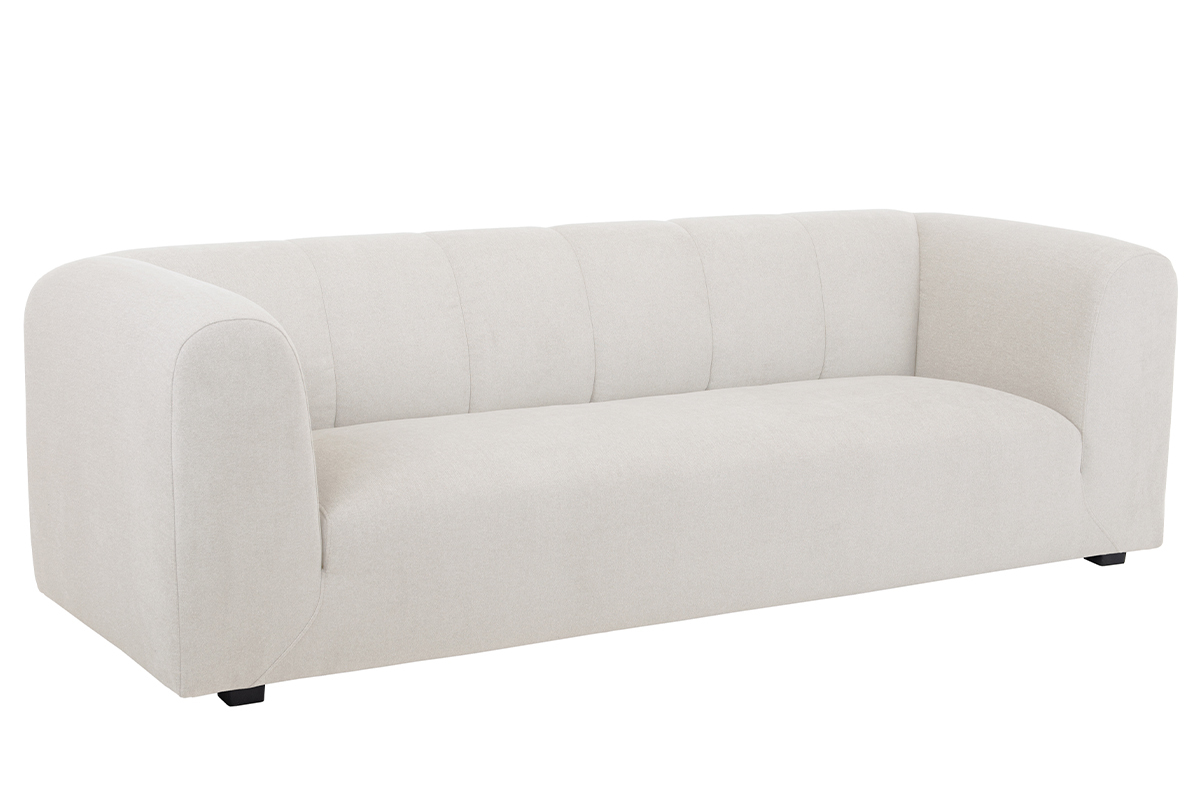 Canap� design en tissu effet velours beige 3-4 places OLIVEIRO