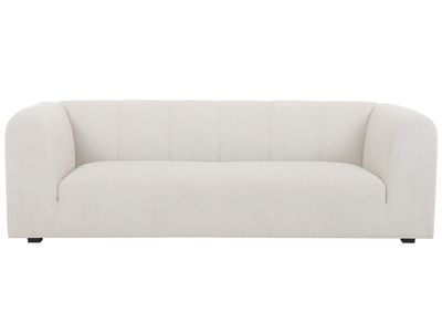 Canap&eacute; design en tissu effet velours beige 3-4 places OLIVEIRO