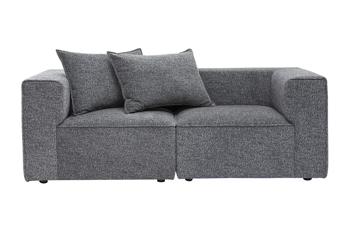 Canap� modulable 2 places en tissu chin� gris fonc� KERRY