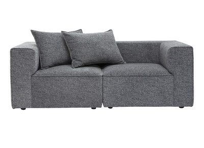 Canap&eacute; modulable 2 places en tissu chin&eacute; gris fonc&eacute; KERRY