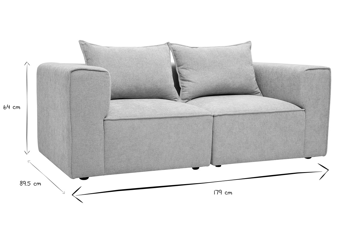Dimensions du canap� modulable KERRY : L89.5 x P89.5 x H64 cm en noir et blanc.