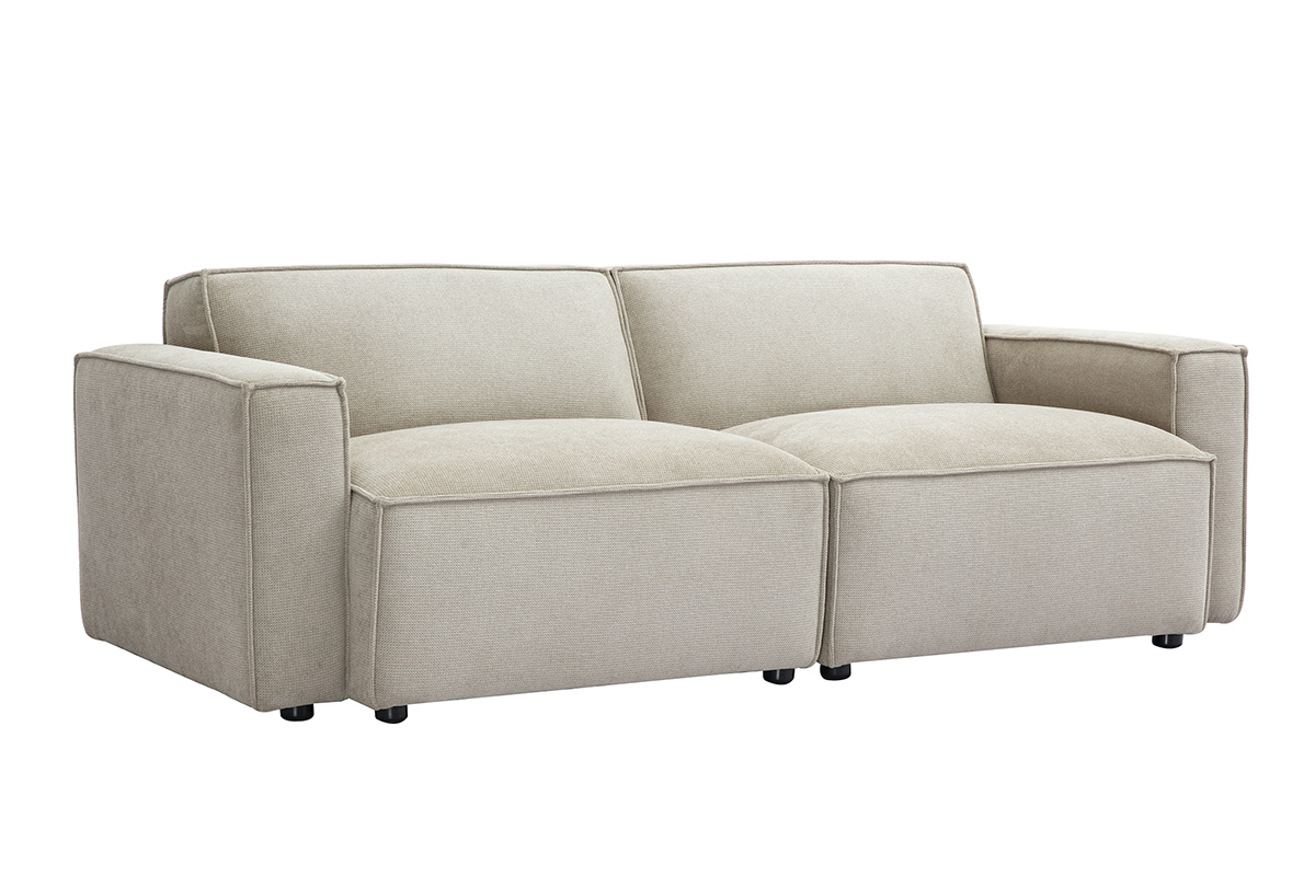 Canap� modulable 3 places en tissu effet velours textur� beige SPLIT