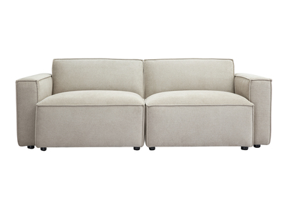 Canap&eacute; modulable 3 places en tissu effet velours textur&eacute; beige SPLIT
