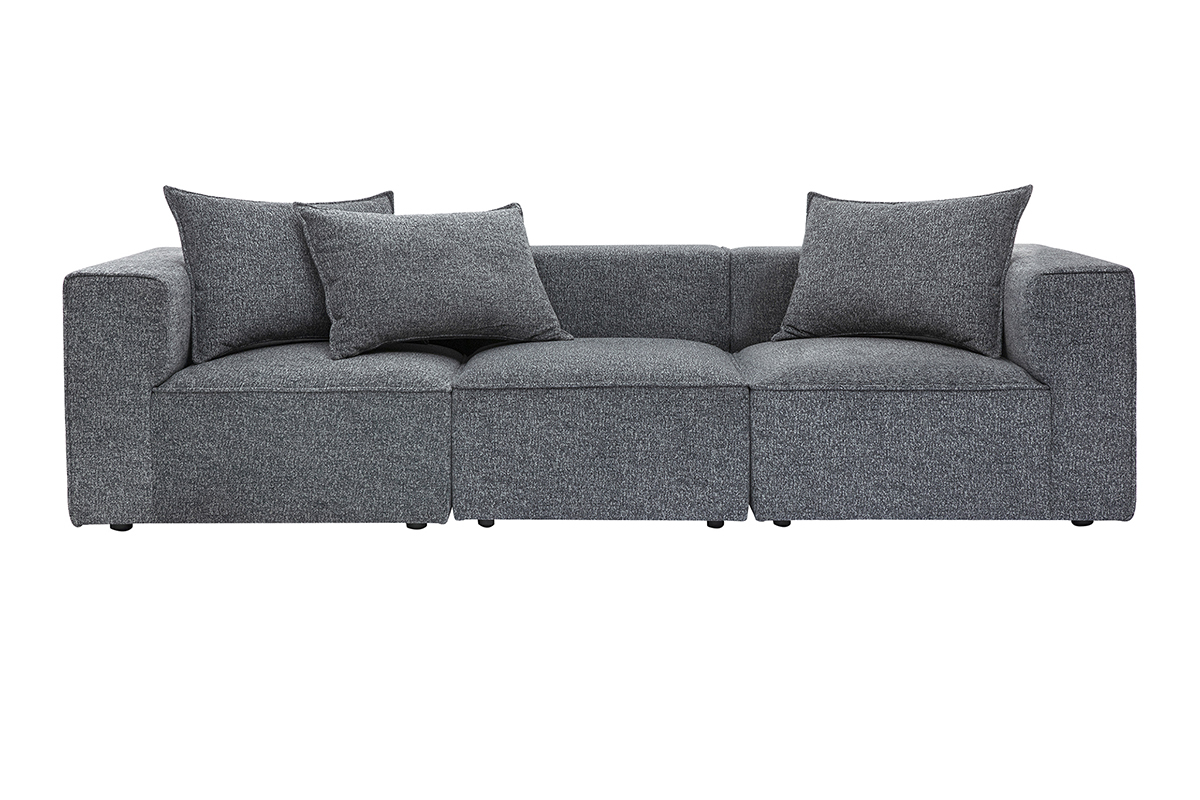 Canap� modulable 4 places en tissu chin� gris fonc� KERRY