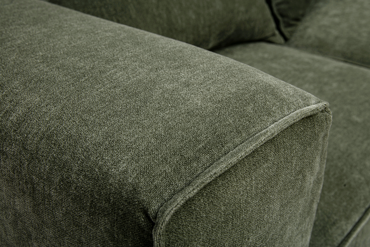 D�tail du tissu effet velours vert kaki du canap� modulable KERRY