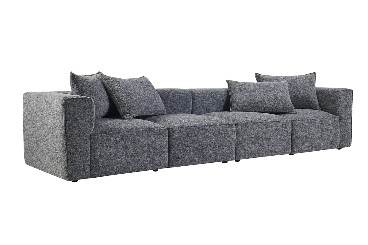Canap� modulable 5 places en tissu chin� gris fonc�