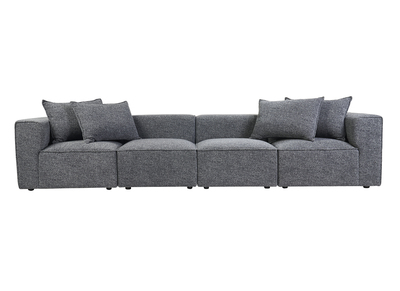 Canap&eacute; modulable 5 places en tissu chin&eacute; gris fonc&eacute; KERRY