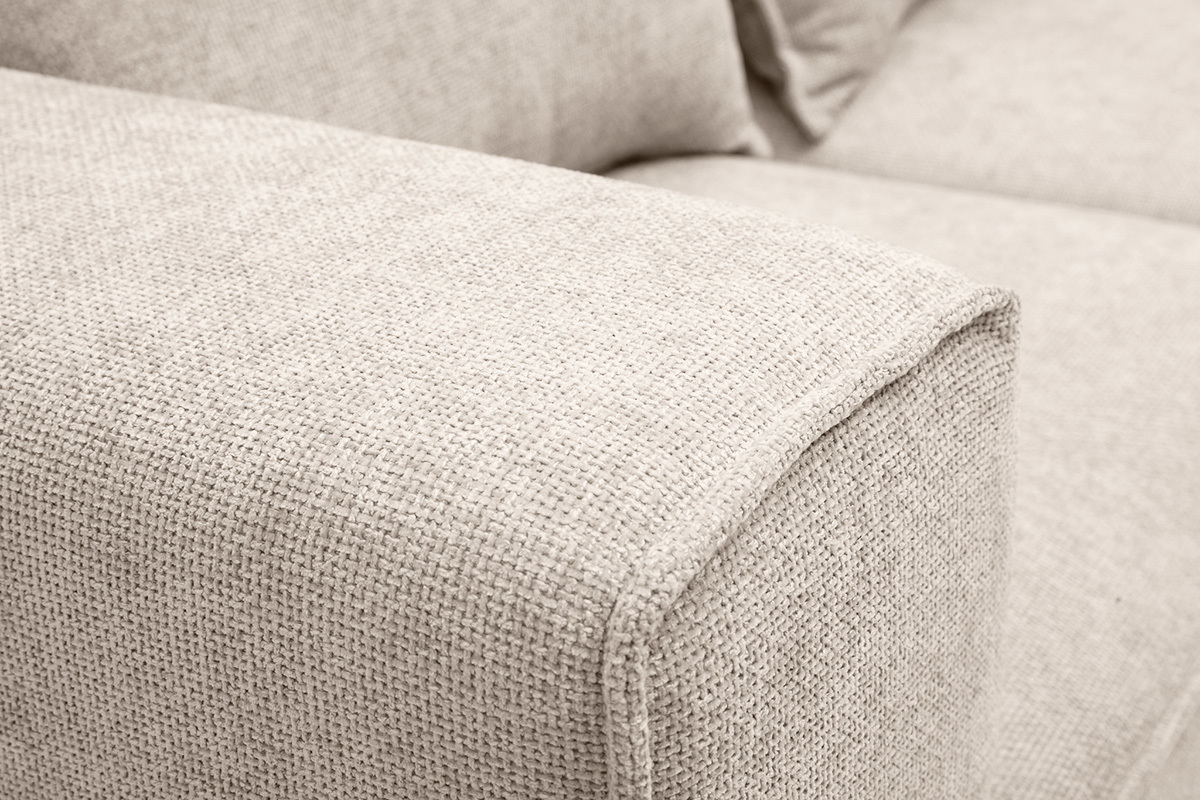 D�tail du tissu effect velours textur� beige du canap� modulable KERRY