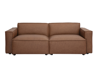 Canap&eacute; modulable vintage 3 places en cuir marron SPLIT