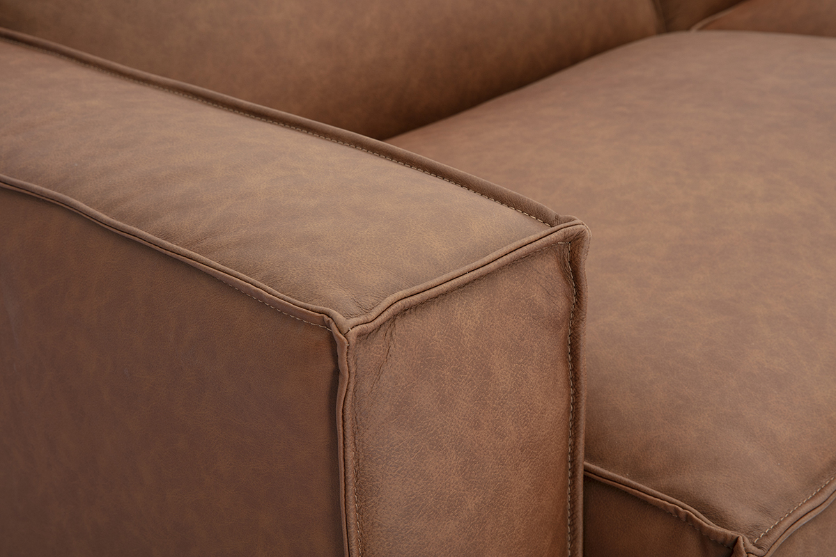 Zoom canap� modulable vintage 4 places en cuir marron SPLIT