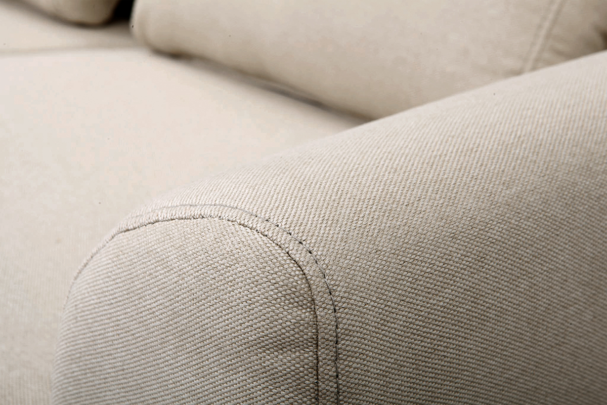 Canap� scandinave 2 places en tissu beige et bois clair EKTOR